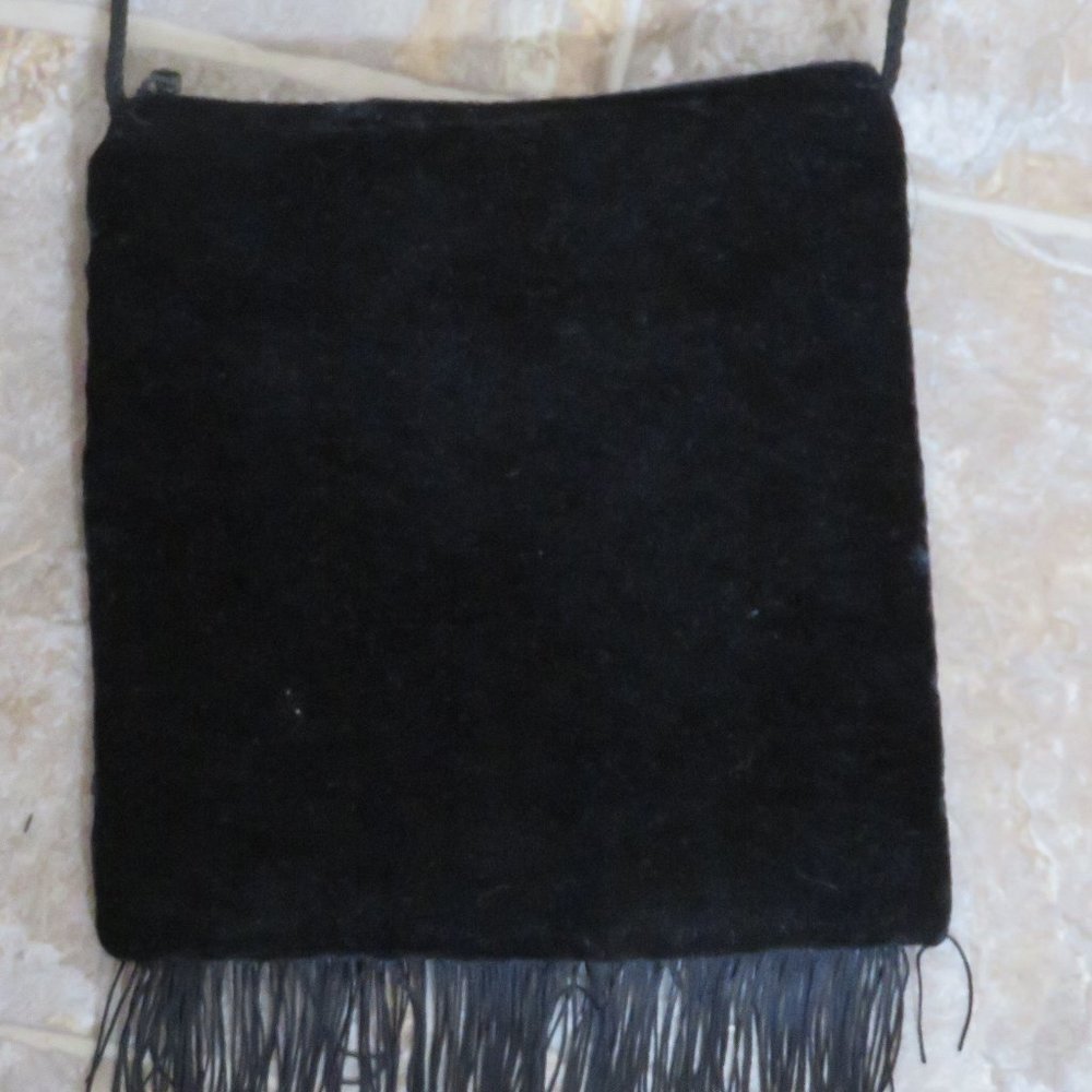 Black Velvet Embroidered Crossbody Bag (54J) - Picture 4 of 7